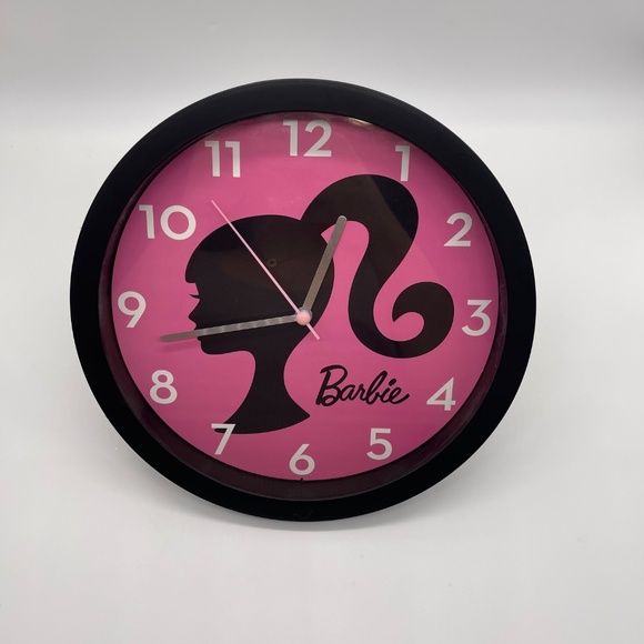 Barbie Pink Wall Clock Black Frame – Retro Silhouette Design - Picture 2 of 4
